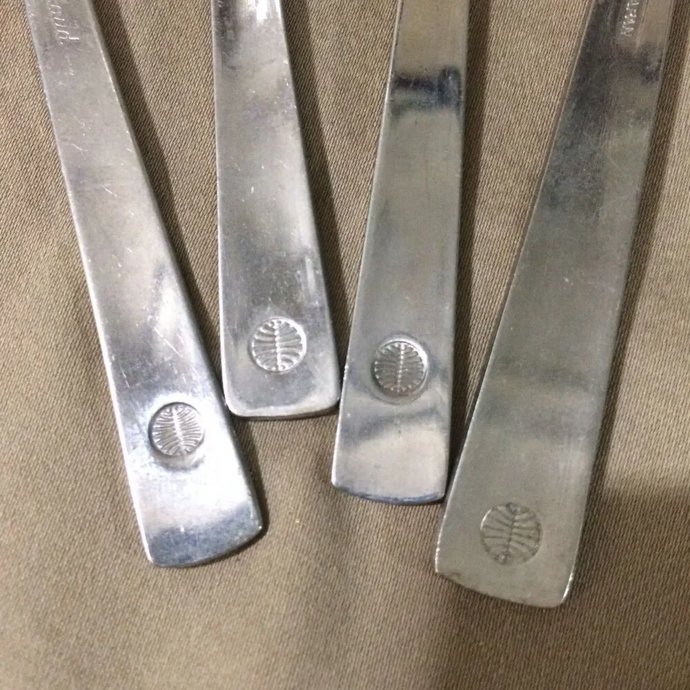 Vintage 80s Pan Am Airlines Wave Pattern Flatware Set 3 Spoons 1 Fork